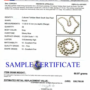 9-11mm Silver Tahitian South Sea Pearl Necklace - AAAA Quality