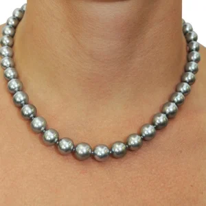 9-11mm Silver Tahitian South Sea Pearl Necklace - AAA Quality