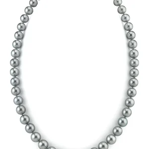 9-11mm Silver Tahitian South Sea Pearl Necklace - AAA Quality