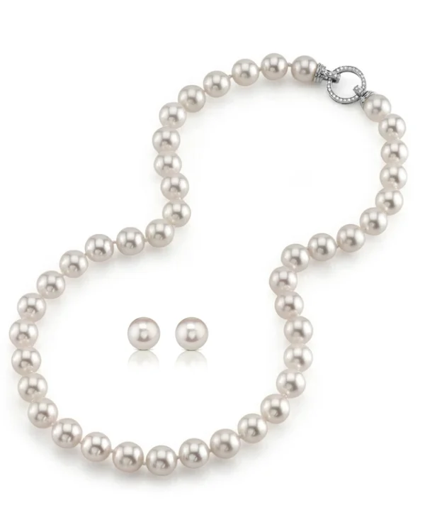 9.5-10.0mm Hanadama Pearl Necklace and Earring Set