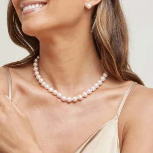 9.5-10mm Japanese Akoya White Pearl Necklace- AAA Quality
