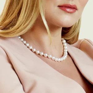 9.5-10mm Japanese Akoya White Pearl Necklace- AAA Quality