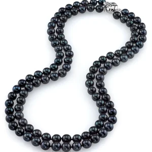 Japanese Akoya Black Pearl Double Strand Necklace