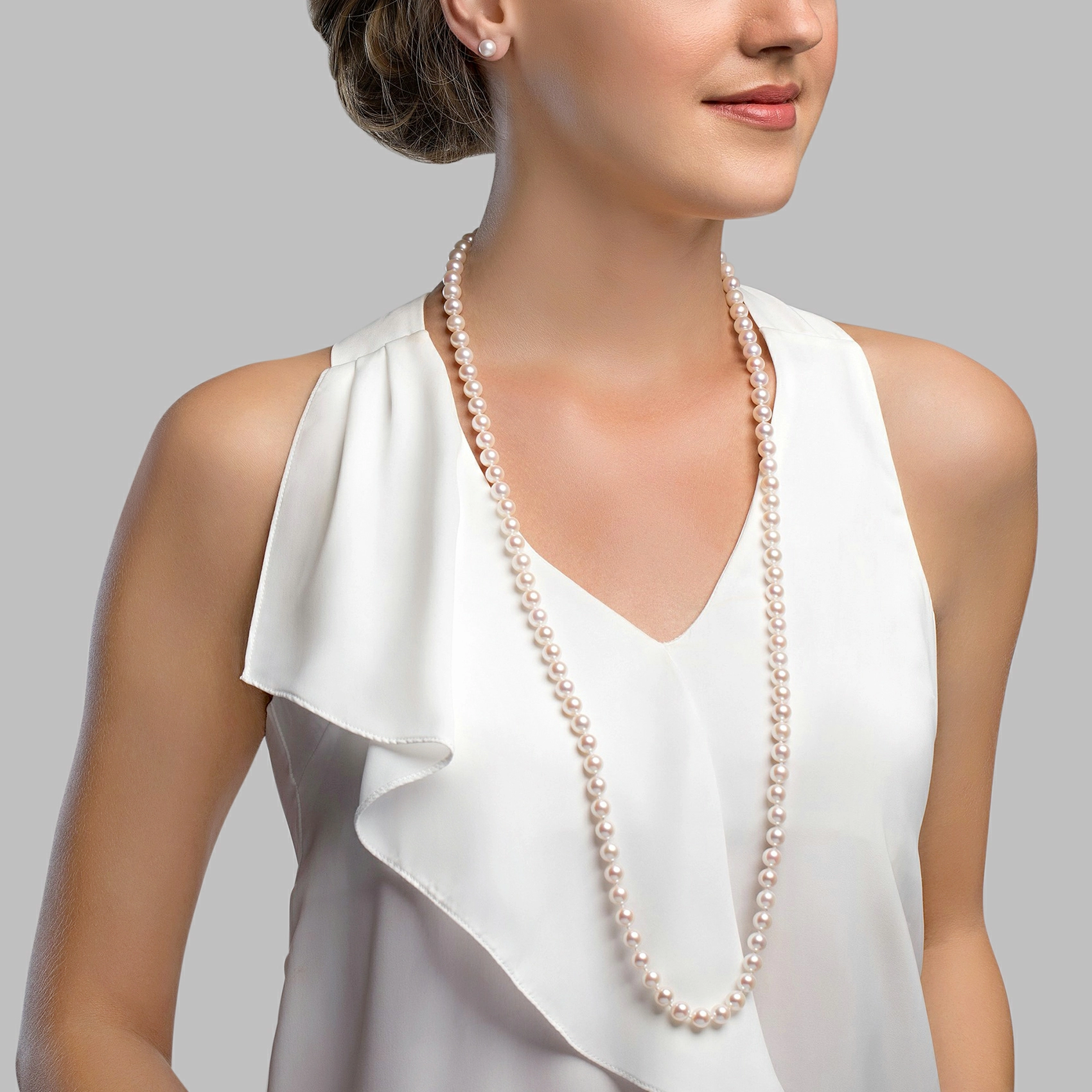 7.0-7.5mm Opera Length Japanese Akoya Pearl Necklace