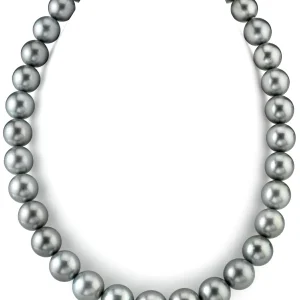 12-14mm Silver Tahitian South Sea Pearl Necklace - AAAA Quality