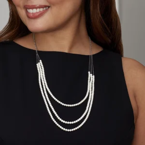 14K Gold Triple Freshwater Pearl and Chain Addie Necklace