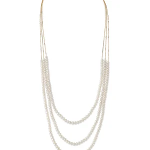 14K Gold Triple Freshwater Pearl and Chain Addie Necklace
