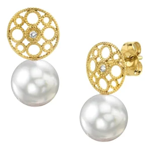 White South Sea Pearl & Diamond Faye Earrings