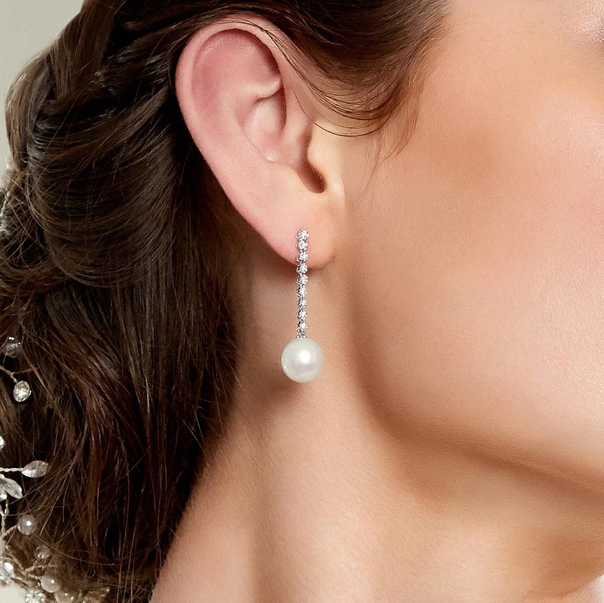 White South Sea Pearl & Diamond Serena Earrings