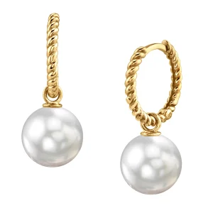 White South Sea Pearl Hoop Via Earrings