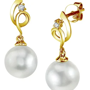 14K Gold South Sea Pearl & Diamond Symphony Earrings