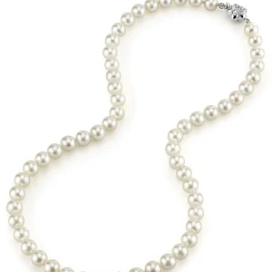 7.0-7.5mm Japanese Akoya White Pearl Necklace- AA+ Quality