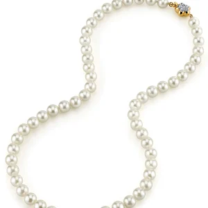 7.0-7.5mm Japanese Akoya White Pearl Necklace- AA+ Quality