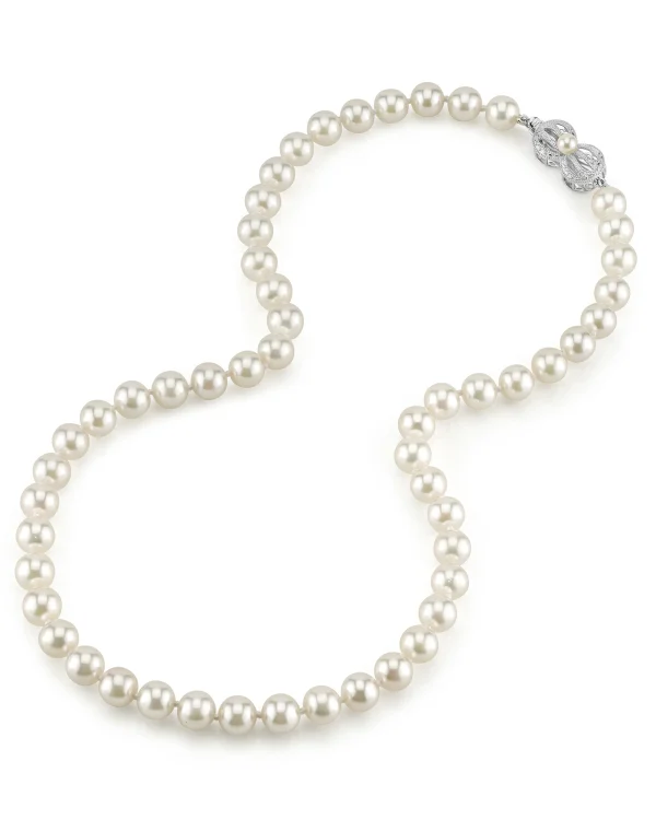 7.5-8.0mm Japanese Akoya White Pearl Necklace - AAA Quality