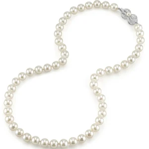 7.5-8.0mm Japanese Akoya White Pearl Necklace- AA+ Quality