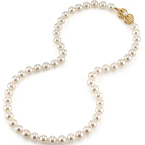 GIA Certified 7.5-8.0mm Japanese Akoya White Pearl Necklace - AAA Quality