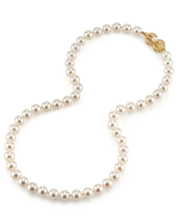 GIA Certified 7.5-8.0mm Japanese Akoya White Pearl Necklace - AAA Quality