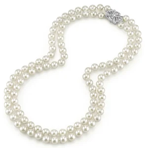 Japanese Akoya White Pearl Double Strand Necklace