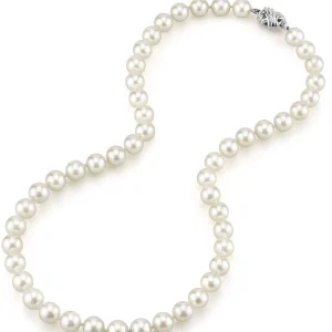 GIA Certified 8.0-8.5mm Japanese Akoya White Pearl Necklace - AAA Quality