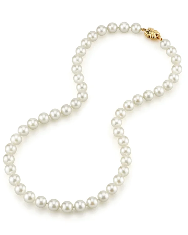 GIA Certified 8.0-8.5mm Japanese Akoya White Pearl Necklace - AAA Quality