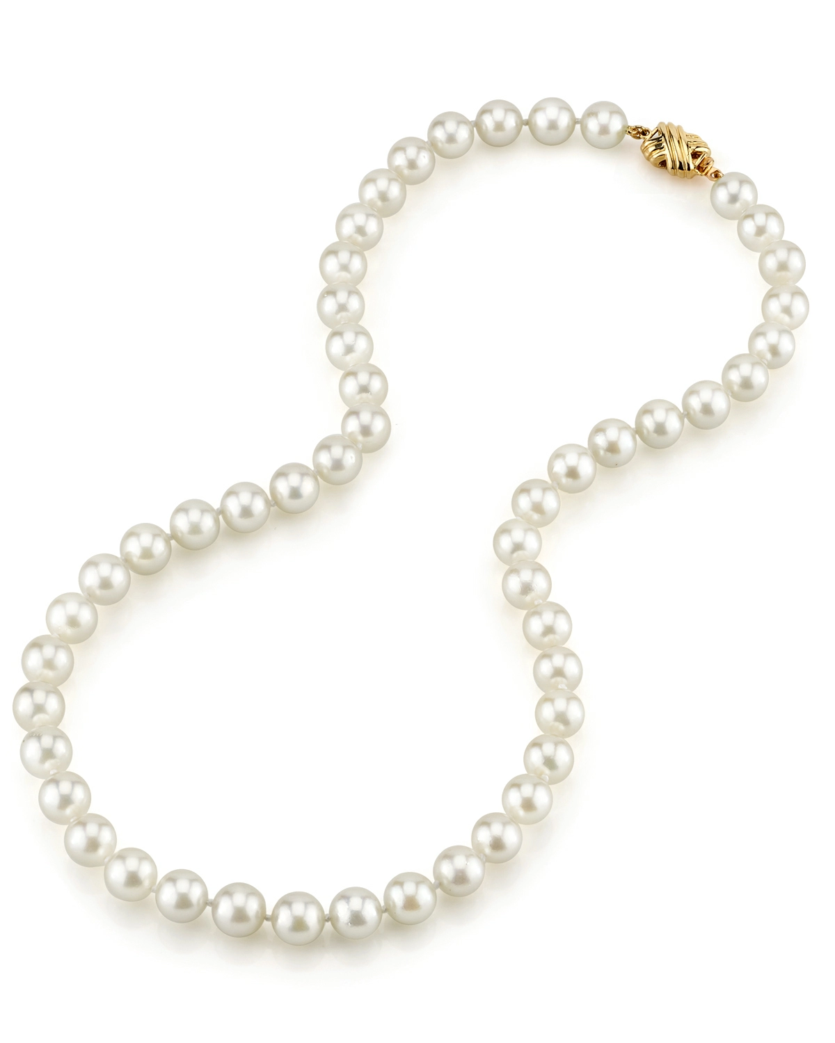 GIA Certified 8.0-8.5mm Japanese Akoya White Pearl Necklace - AAA Quality
