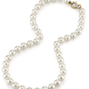 GIA Certified 9.0-9.5mm Japanese Akoya White Pearl Necklace - AAA Quality