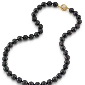 8.5-9.0mm Japanese Akoya Black Pearl Necklace-AAA Quality
