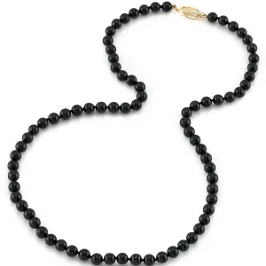 5.0-5.5mm Japanese Akoya Black Pearl Necklace- AA+ Quality