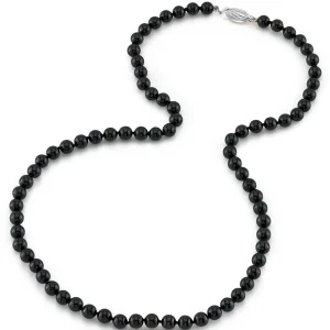 5.0-5.5mm Japanese Akoya Black Pearl Necklace- AA+ Quality