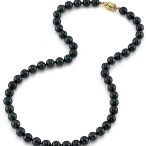 7.5-8.0mm Japanese Akoya Black Pearl Necklace- AA+ Quality