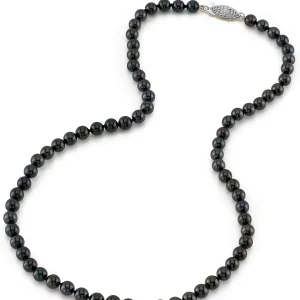 5.5-6.0mm Japanese Akoya Black Pearl Necklace- AAA Quality