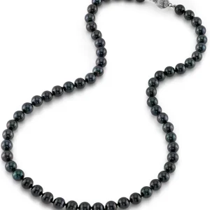 6.5-7.0mm Japanese Akoya Black Pearl Necklace- AA+ Quality