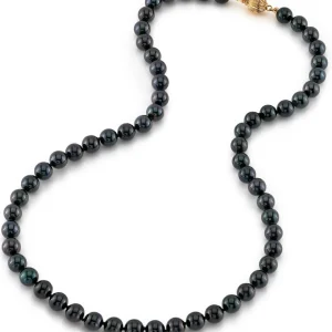 6.5-7.0mm Japanese Akoya Black Pearl Necklace- AA+ Quality