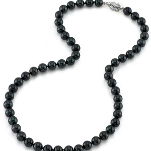 7.5-8.0mm Japanese Akoya Black Pearl Necklace- AAA Quality