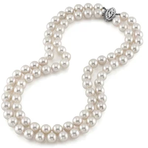 9.0-9.5mm Hanadama Akoya White Pearl Double Strand Necklace