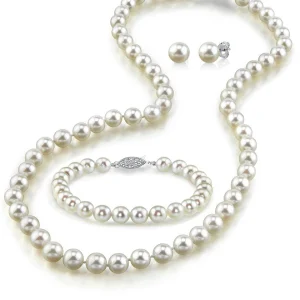 Japanese Akoya White Pearl Sets in AAA Quality