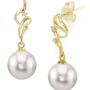 White Akoya Pearl & Diamond Aria Earrings