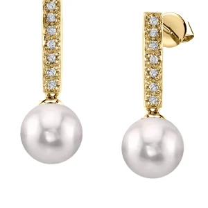 Akoya Pearl Dangling Diamond Earrings