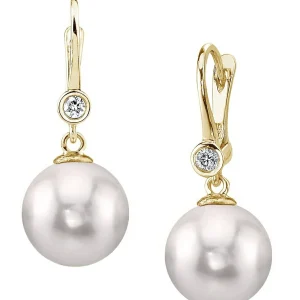 Japanese Akoya Certified Hanadama Pearl & Diamond Michelle Earrings