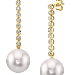 Freshwater Pearl & Diamond Serena Earrings