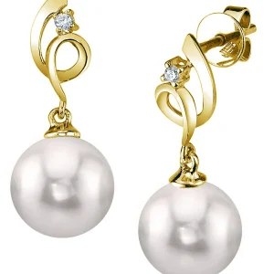 14K Gold Akoya Certified Hanadama Pearl & Diamond Symphony Earrings