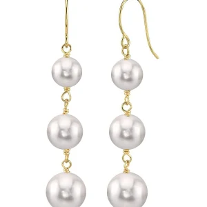 White Akoya Pearl Triple Drop Earrings