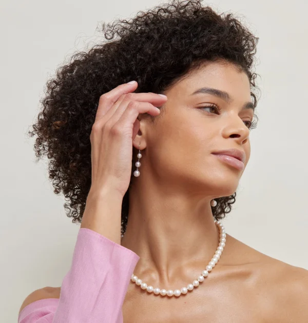 White Akoya Pearl Triple Drop Earrings