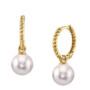 Japanese Akoya Pearl Hoop Via Earrings
