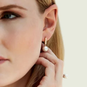 Akoya Pearl Dangling Diamond Earrings