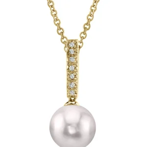 Akoya Pearl Dangling Diamond Pendant