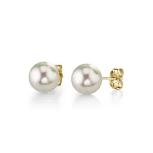 5.5-6.0mm White Akoya Round Pearl Stud Earrings