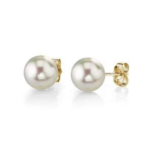 6.0-6.5mm White Akoya Round Pearl Stud Earrings