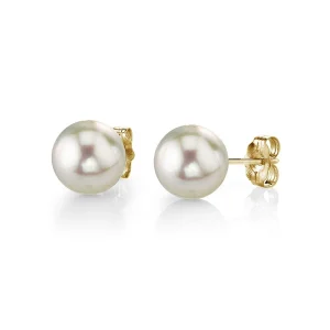 6.5-7.0mm White Akoya Round Pearl Stud Earrings