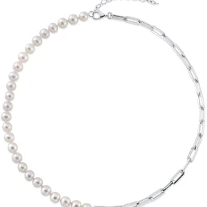7mm White Freshwater Amelia Pearl & Chain Necklace